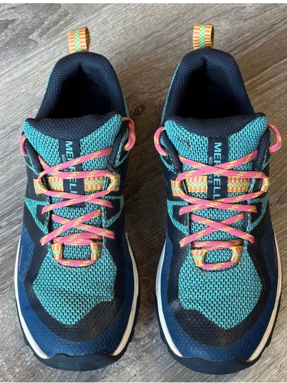 Merrell MQM Flex 2 Womens 9 Trail Running Shoes Teal Navy Pink J036360 Hiking